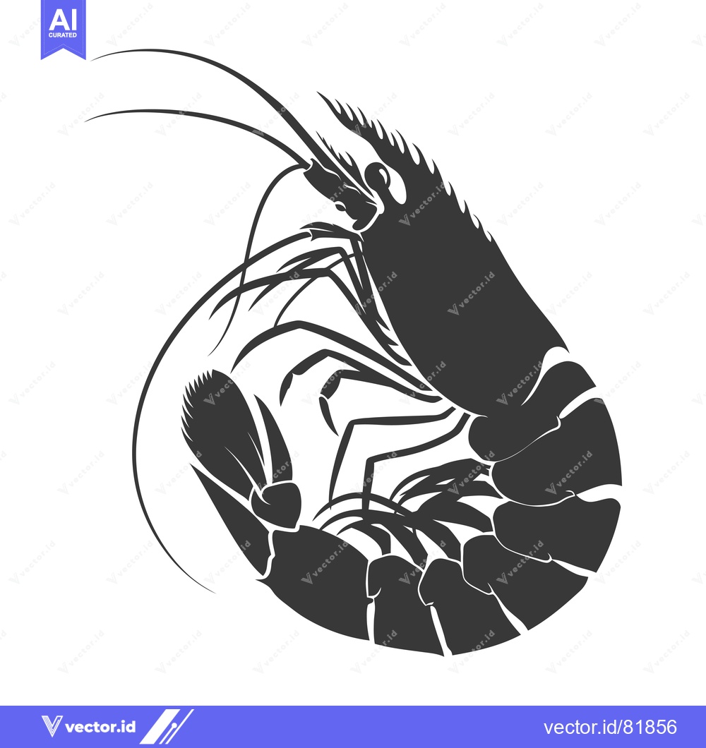 Premium Vector dari Black and White Silhouette of a Shrimp