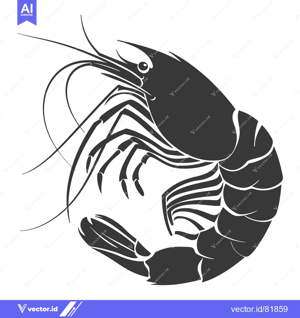 Premium Vector of Silhouette of a Shrimp Curled in a Circular Shape