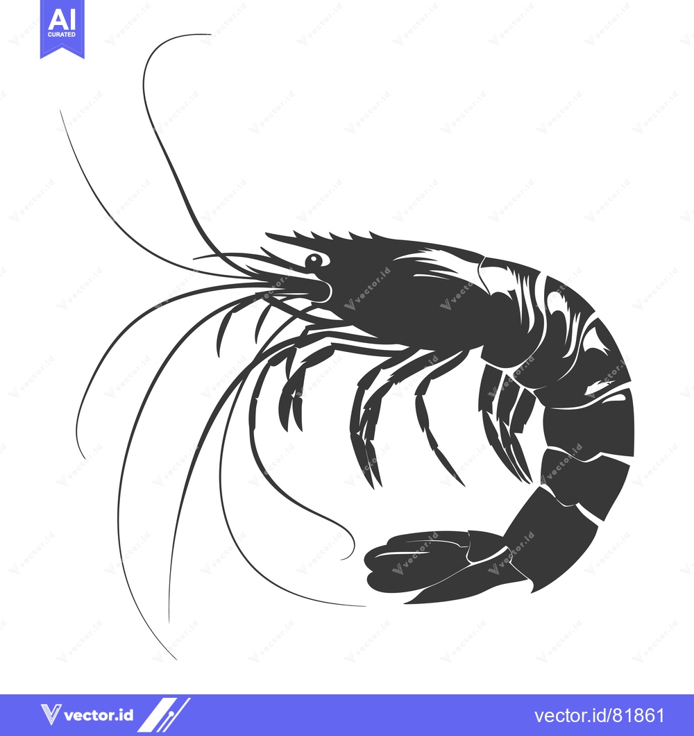 Premium Vector dari A Black and White Silhouette of a Shrimp