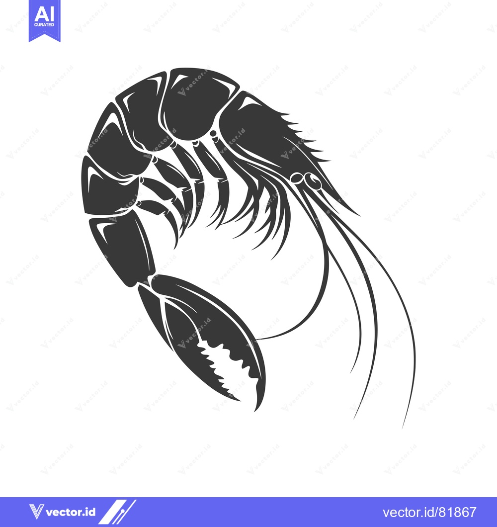 Premium Vector dari Black and white illustration of a shrimp