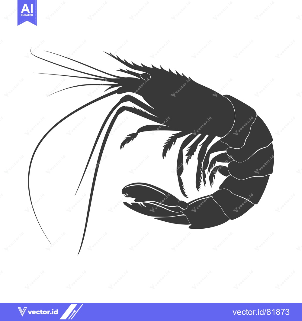 Premium Vector dari Black and White Silhouette of a Shrimp