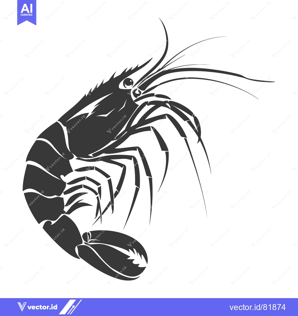 Premium Vector of Black and White Silhouette of a Shrimp