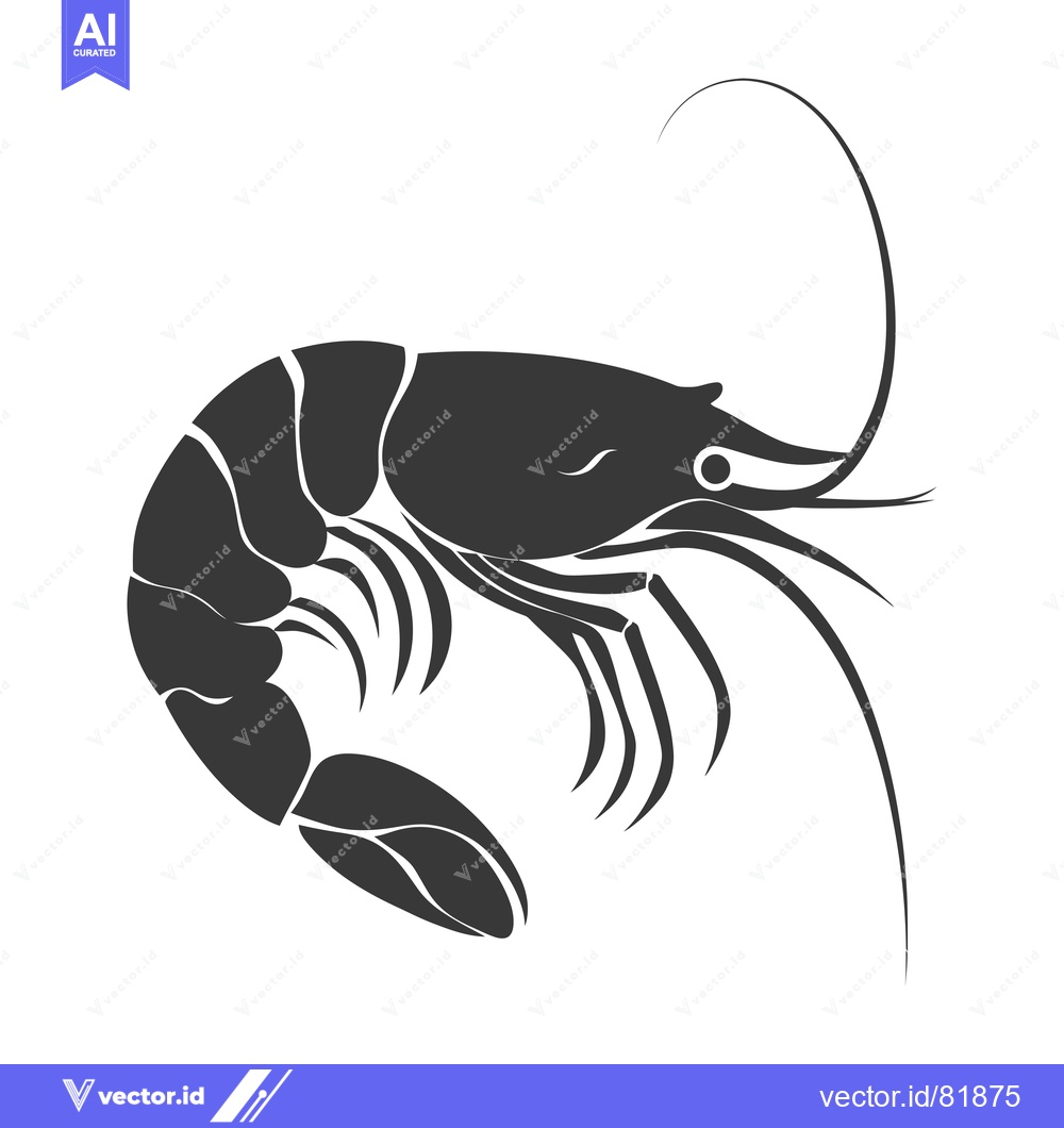 Premium Vector dari Black and White Silhouette of a Shrimp