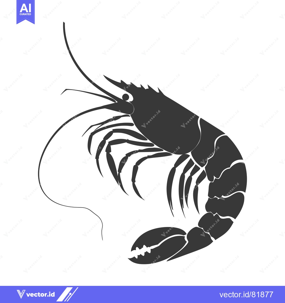 Premium Vector of A Black and White Silhouette of a Shrimp