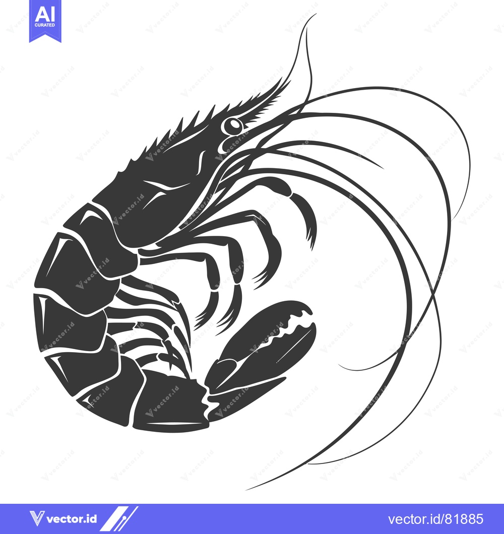 Premium Vector dari Silhouette of a shrimp with extended antennae