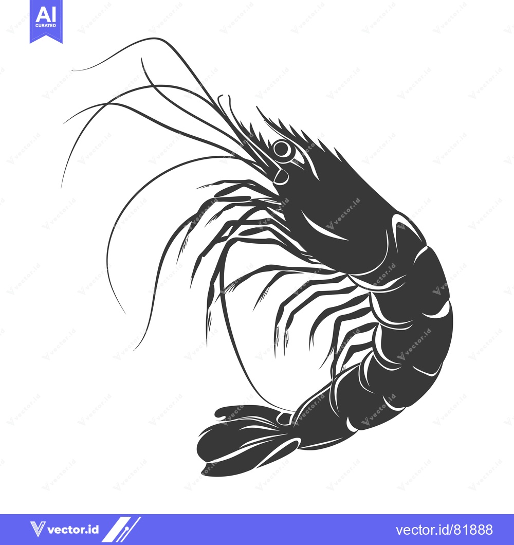 Premium Vector dari Silhouette of a Single Shrimp with Extended Antennae