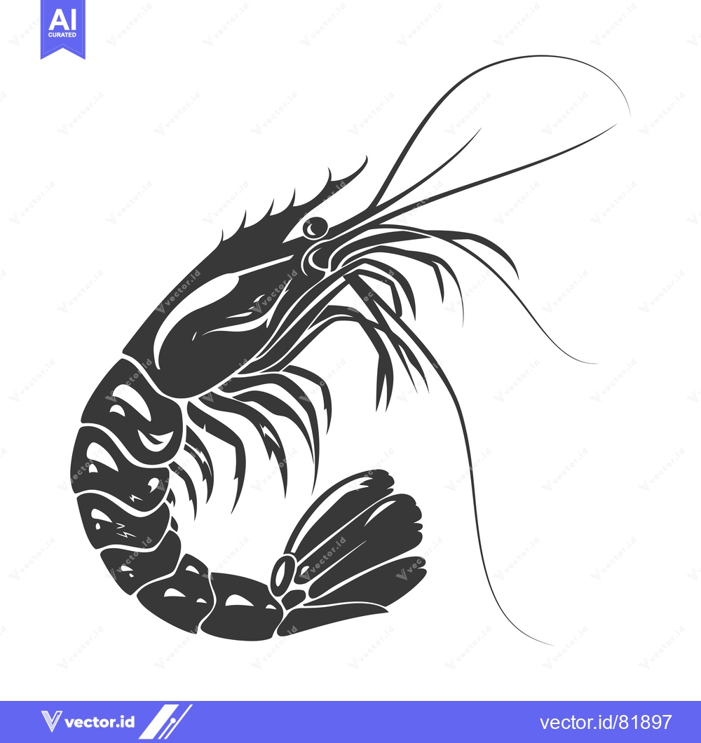 Premium Vector dari Black and white silhouette of a shrimp