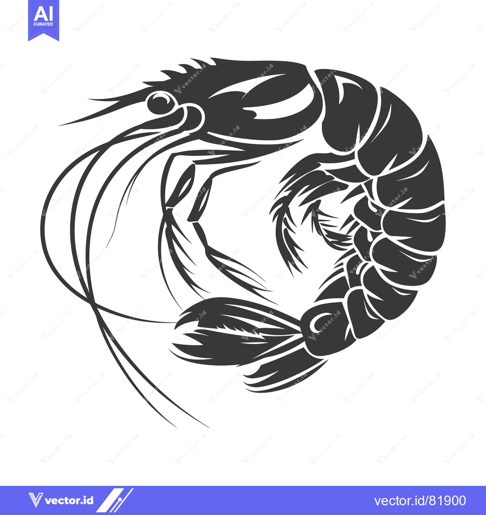 Premium Vector dari A Black and White Illustration of a Shrimp in a Circular Shape