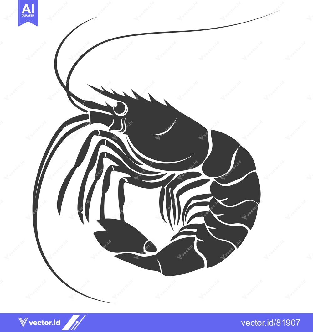 Premium Vector of Black and White Silhouette of a Shrimp