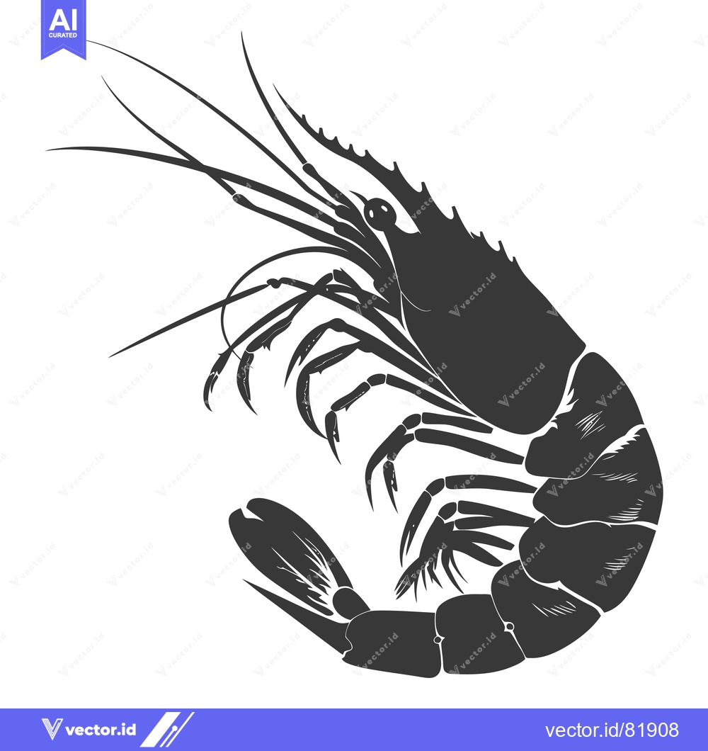 Premium Vector dari A Black and White Illustration of a Shrimp