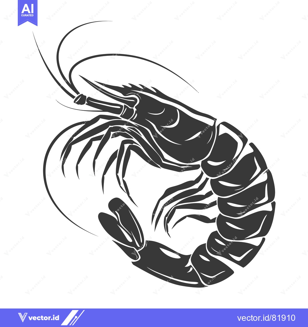 Premium Vector dari Black and White Silhouette of a Shrimp