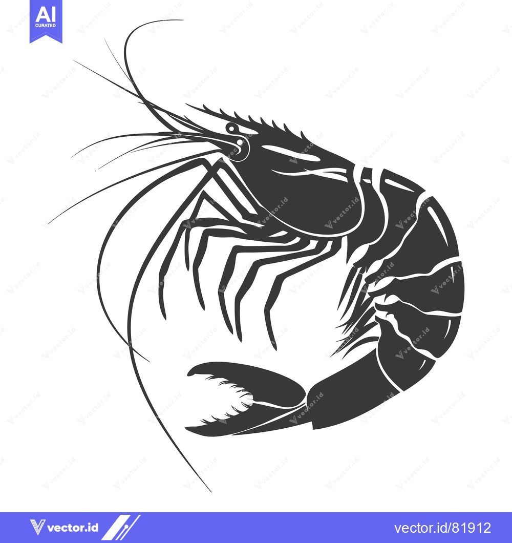 Premium Vector of A Black and White Silhouette of a Shrimp