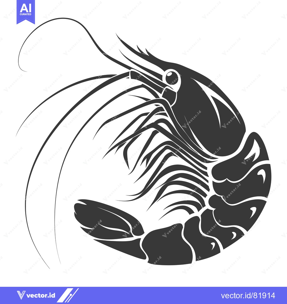 Premium Vector dari Black and White Stylized Illustration of a Shrimp
