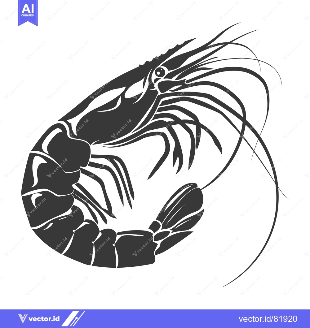 Premium Vector dari Black and White Illustration of a Shrimp