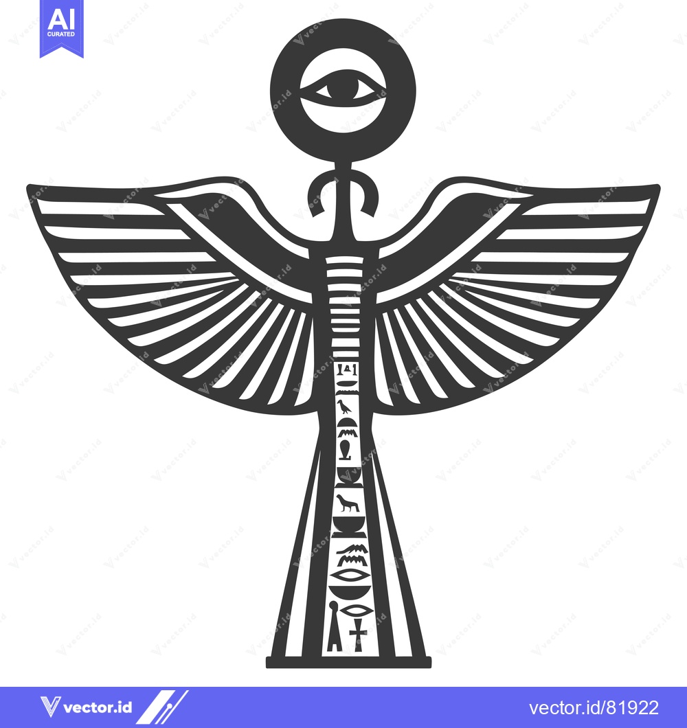Premium Vector of Black and White Stylized Representation of the Eye of Horus with Wings