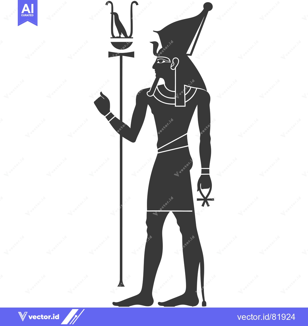 Premium Vector of Silhouette of the Egyptian God Horus Holding a Was Scepter