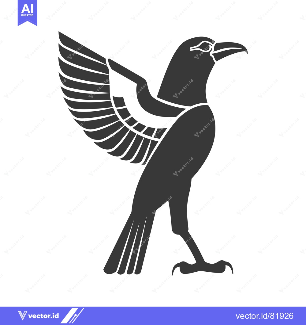 Premium Vector dari Stylized Black and White Illustration of a Bird with Spread Wings