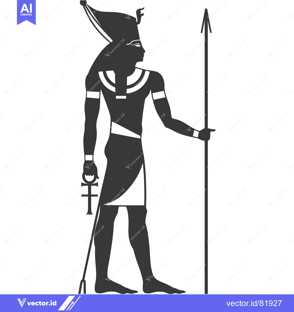 Premium Vector of Silhouette of an Egyptian God Holding a Spear and an Ankh