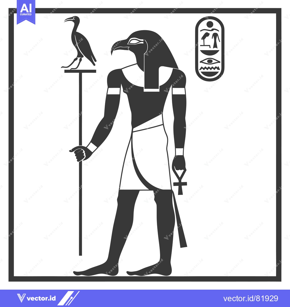 Premium Vector dari Black and White Illustration of the Egyptian God Thoth