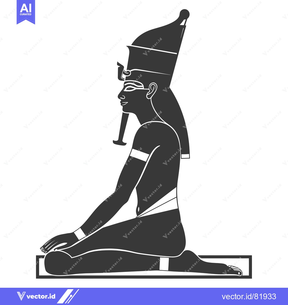 Premium Vector of Black and White Silhouette of Kneeling Egyptian Pharaoh