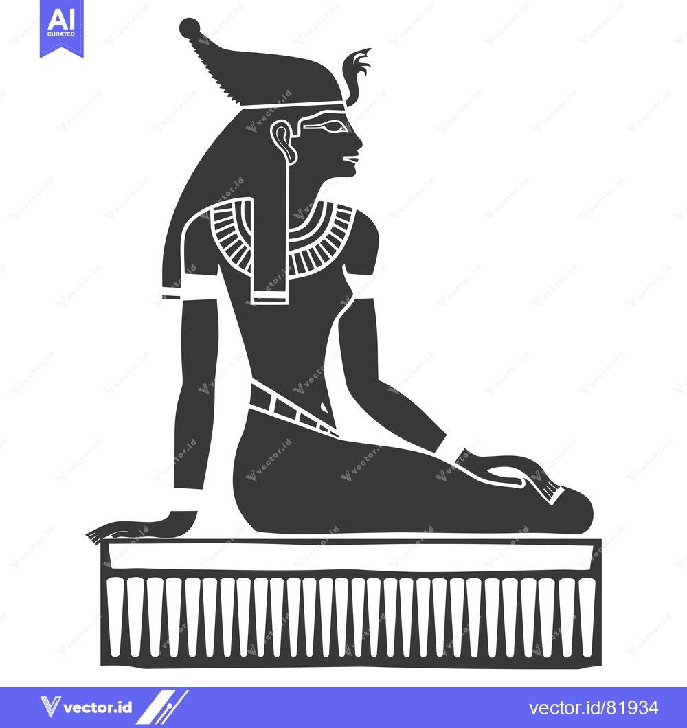 Premium Vector dari Black and White Silhouette of an Egyptian Goddess Sitting on a Throne