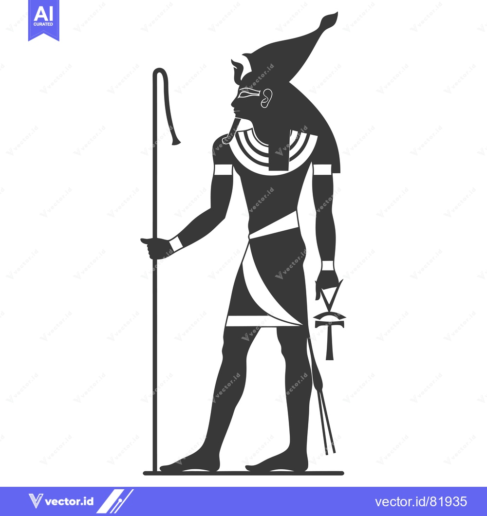 Premium Vector dari Silhouette of the Egyptian God Osiris Holding a Crook and Flail