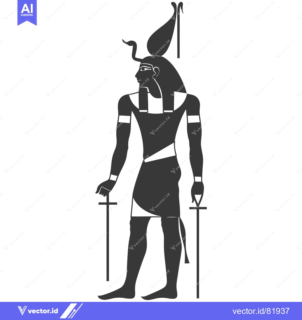 Premium Vector dari A Silhouette of the Egyptian God Horus with His Ankh and Was Scepter