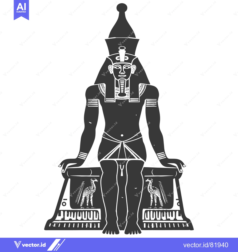 Premium Vector of A silhouette depiction of an Egyptian pharaoh seated on a throne with