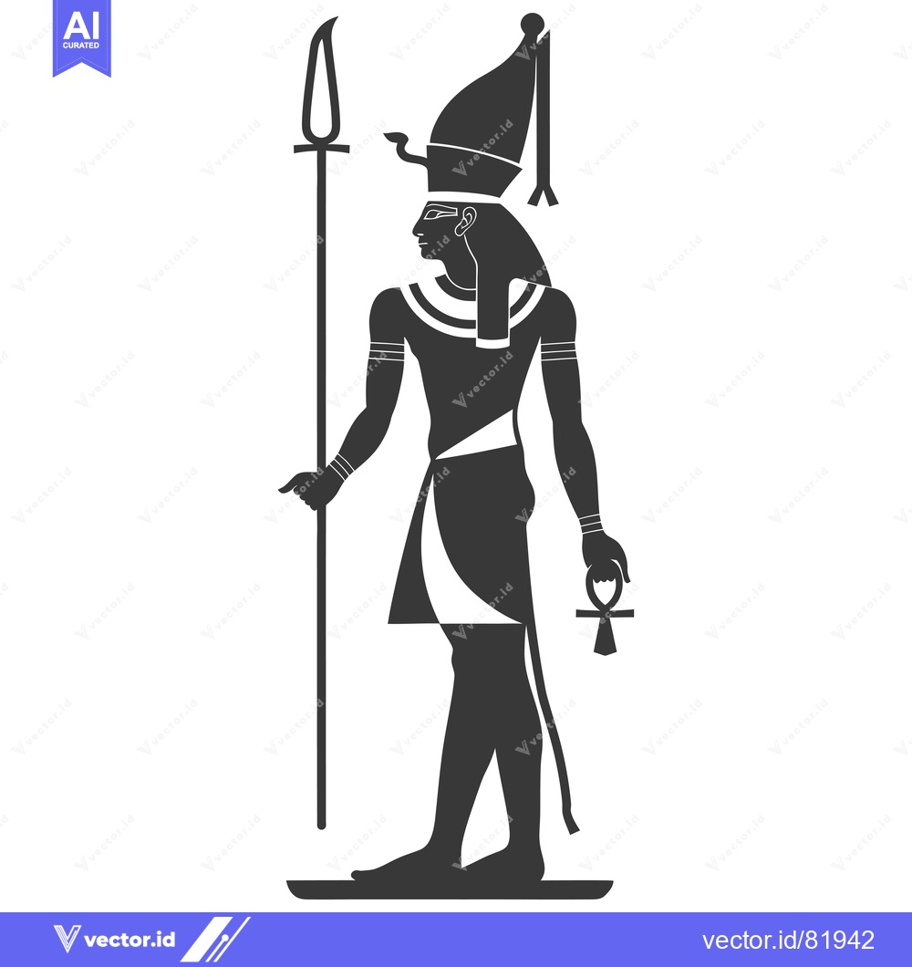 Premium Vector dari Silhouette of an Egyptian God Holding a Spear and Ankh