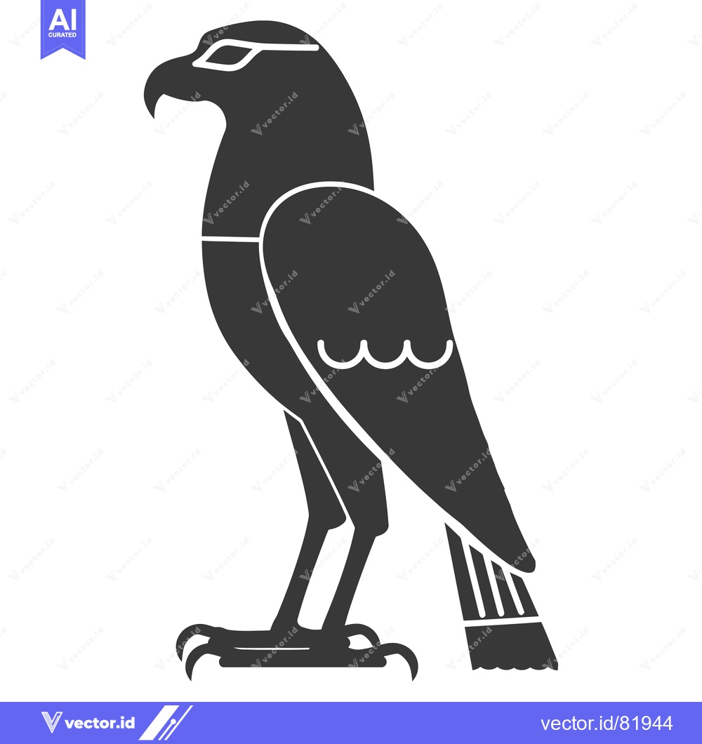 Premium Vector of Silhouette of a Stylized Falcon with a Curved Beak and Feathered Tail