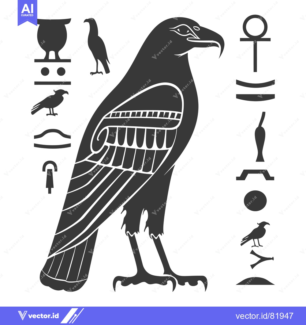 Premium Vector of Hieroglyphic Representation of an Egyptian God with Bird Features