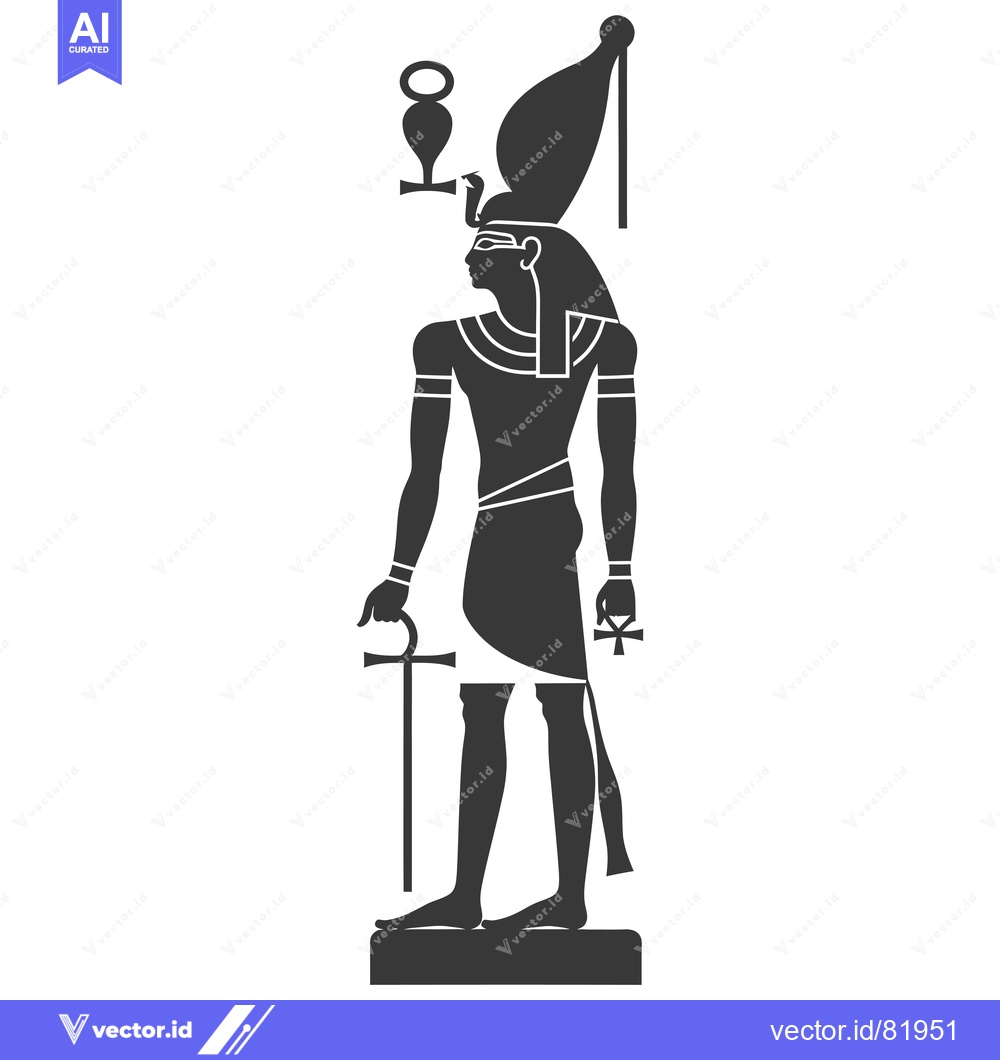 Premium Vector dari Silhouette of an Egyptian God with Symbols
