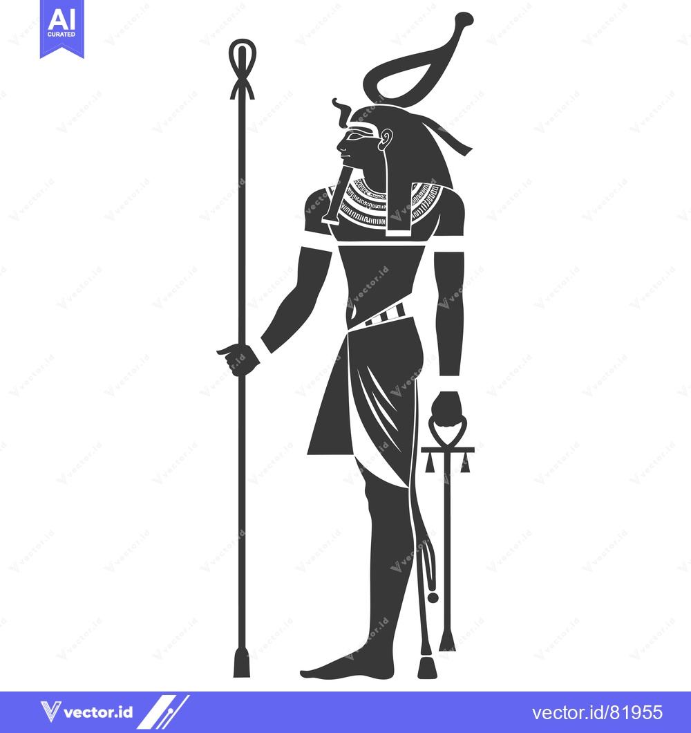 Premium Vector dari Silhouette of an Egyptian God Holding a Crook and Flail