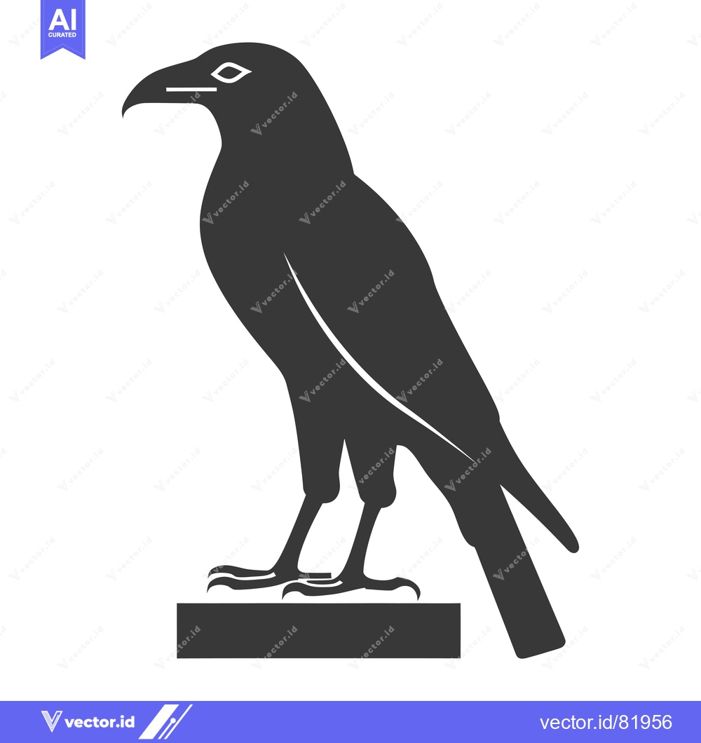 Premium Vector of Silhouette of a Raven Standing on a Platform