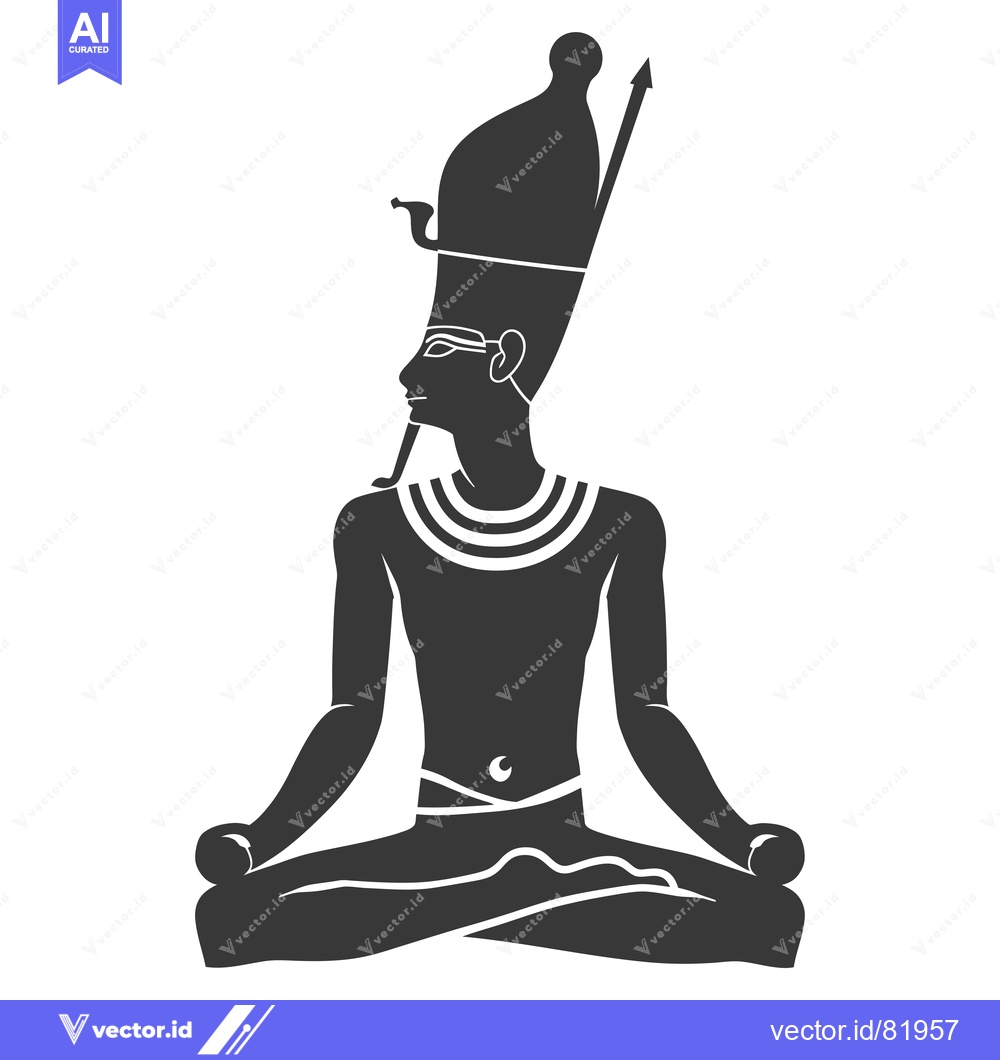 Premium Vector dari Silhouette of an Egyptian Pharaoh Seated in a Meditative Pose