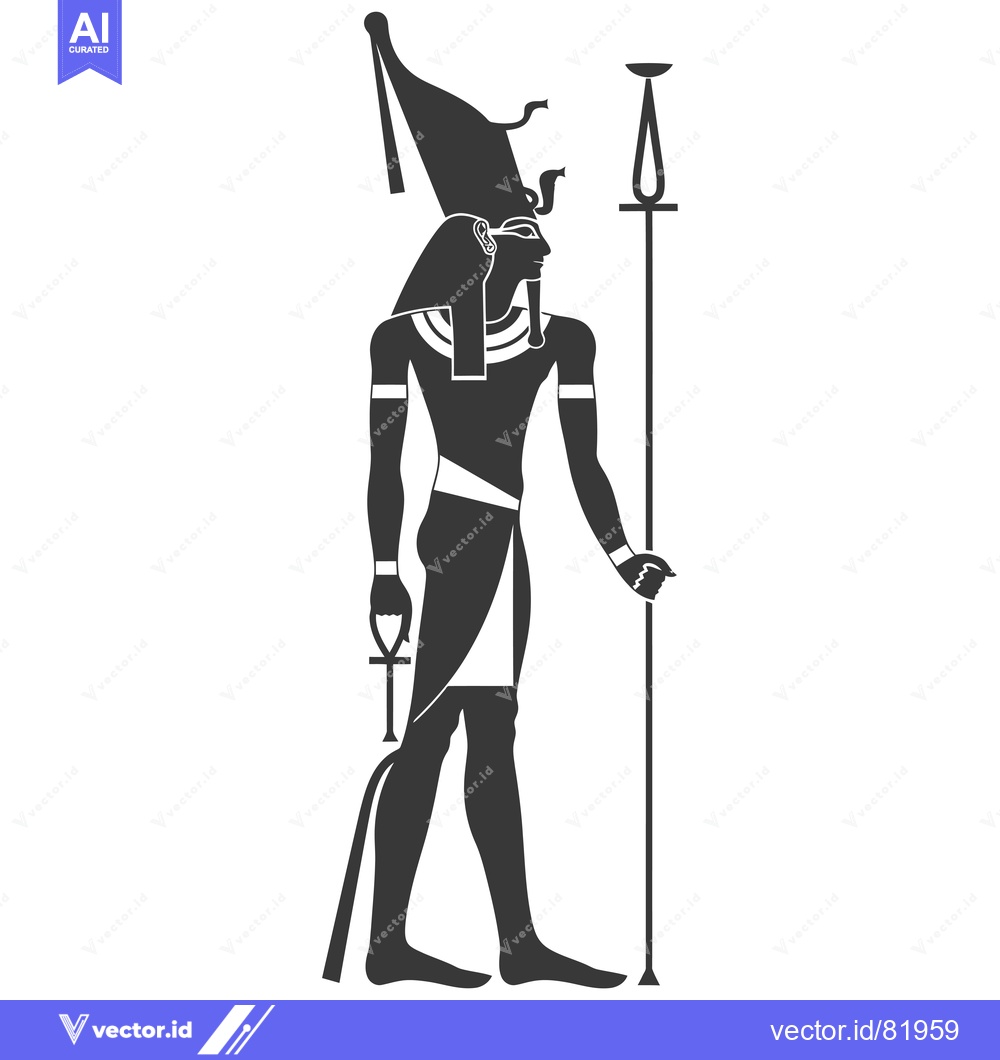 Premium Vector of A Black and White Silhouette of the Egyptian God Osiris