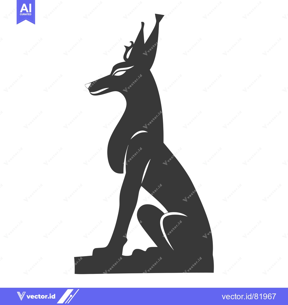 Premium Vector of A Black Silhouette of Anubis, the Egyptian God of the Dead