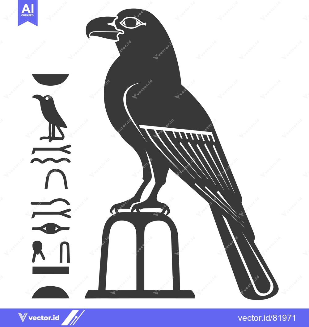 Premium Vector dari Hieroglyphics of the Egyptian God Horus, Depicting a Falcon with an Ey