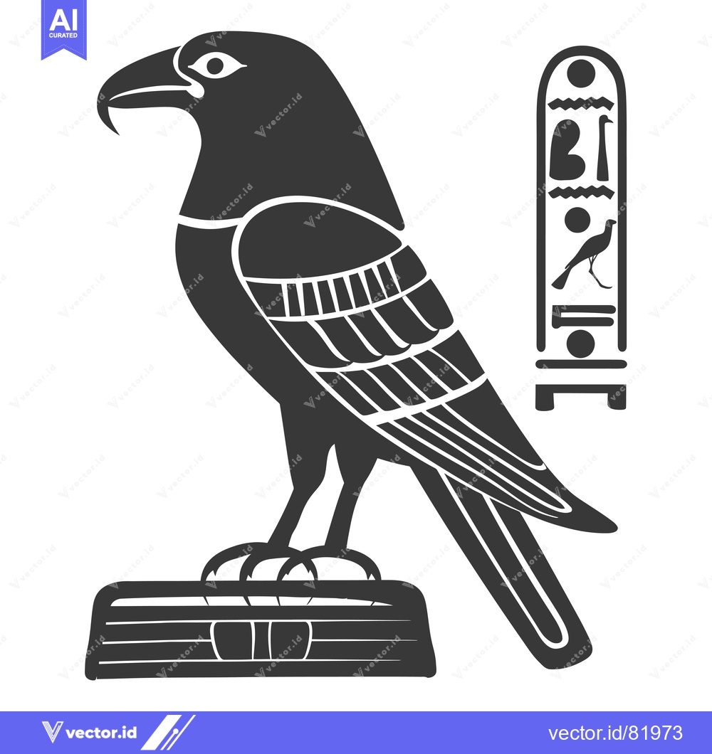 Premium Vector of A black and white silhouette of the Egyptian god Horus as a falcon