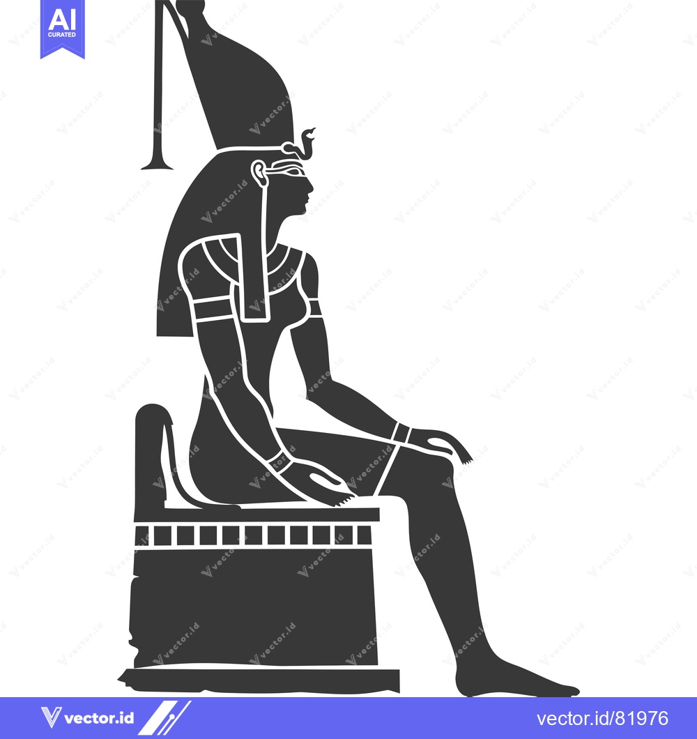 Premium Vector of Side Profile of a Seated Egyptian Goddess in Silhouette