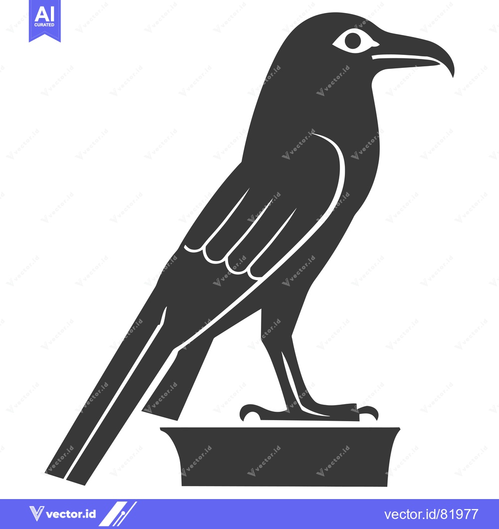 Premium Vector of Stylized Silhouette of a Raven Standing on a Pedestal