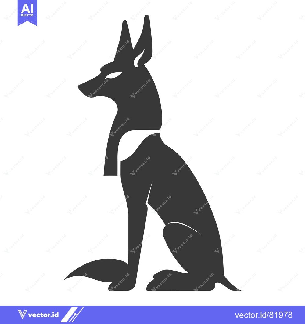 Premium Vector of A Black and White Silhouette of an Egyptian Jackal Deity