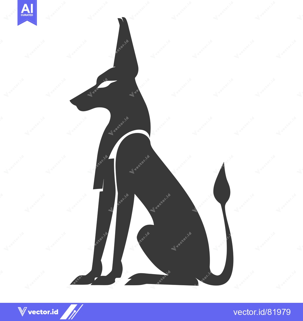Premium Vector dari A Black Silhouette of an Egyptian Jackal God Anubis Sitting