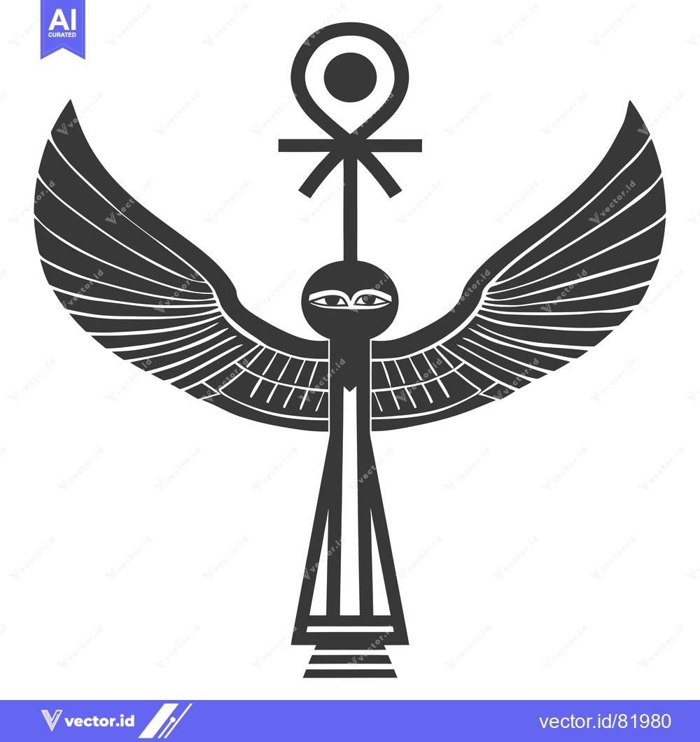 Premium Vector dari Ankh and Wings Symbol of Egyptian Goddess, Maat