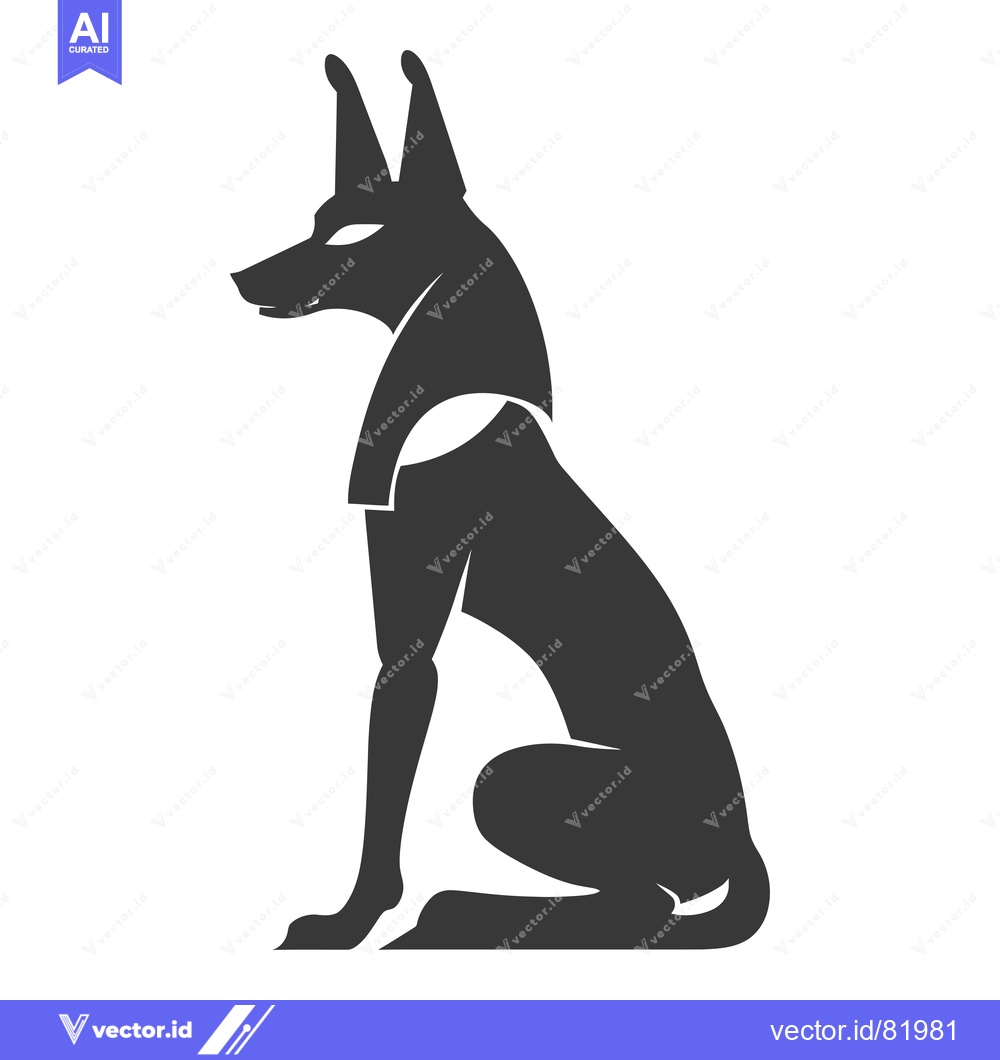 Premium Vector of Black and White Silhouette of an Egyptian Jackal God