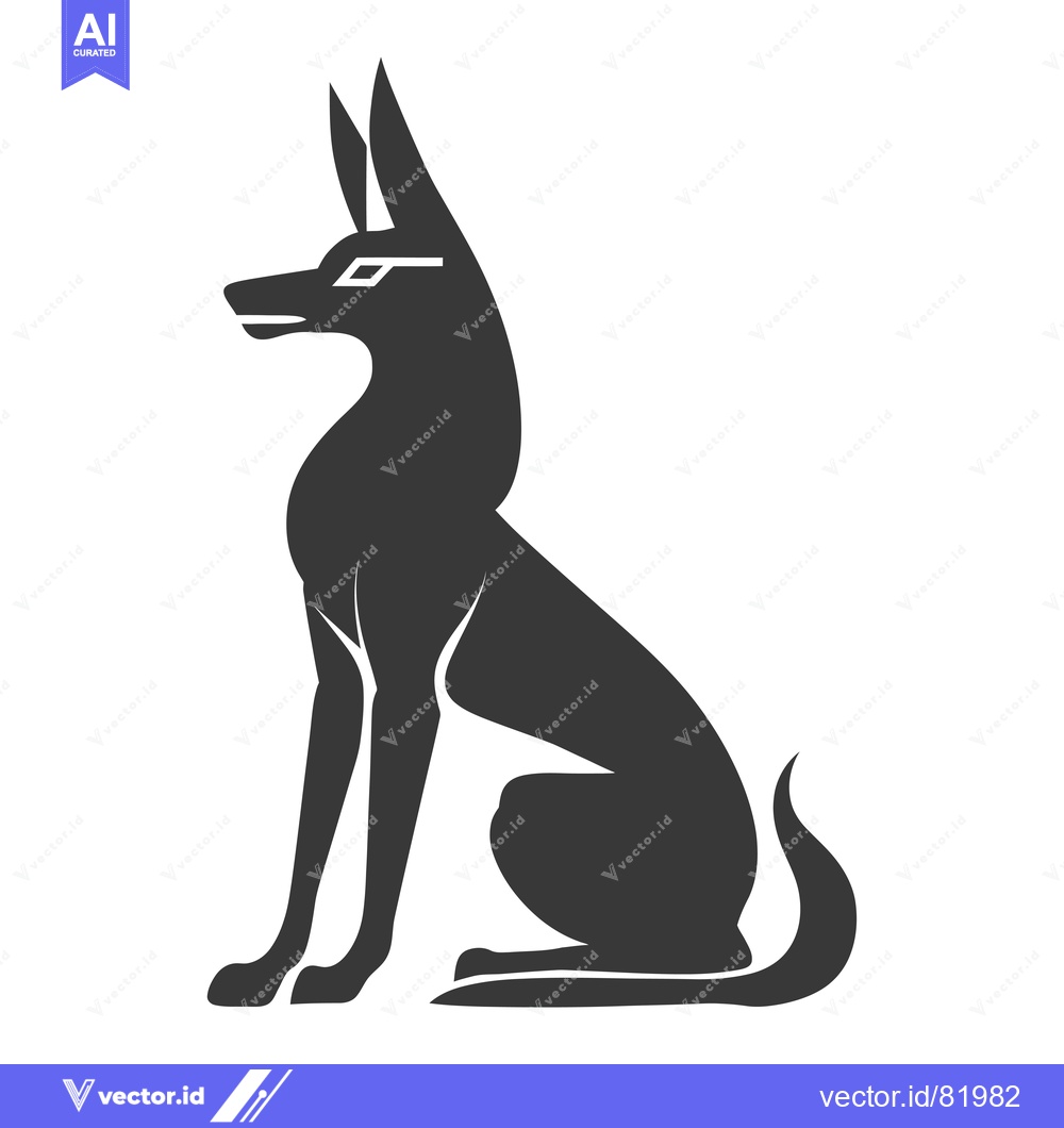 Premium Vector dari Black and White Silhouette of a Sitting Jackal