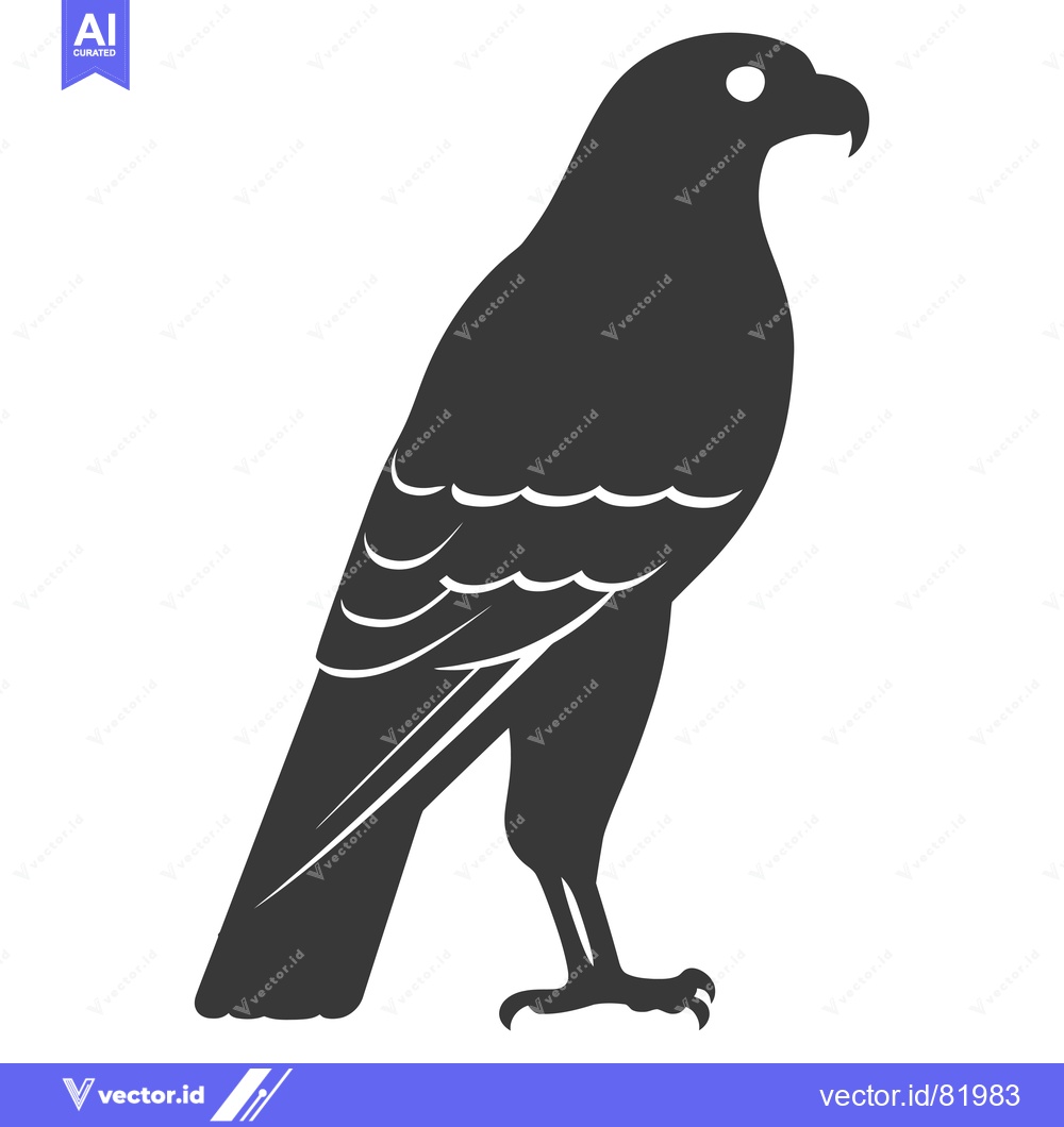 Premium Vector of Black and White Silhouette of a Falcon Standing on One Leg
