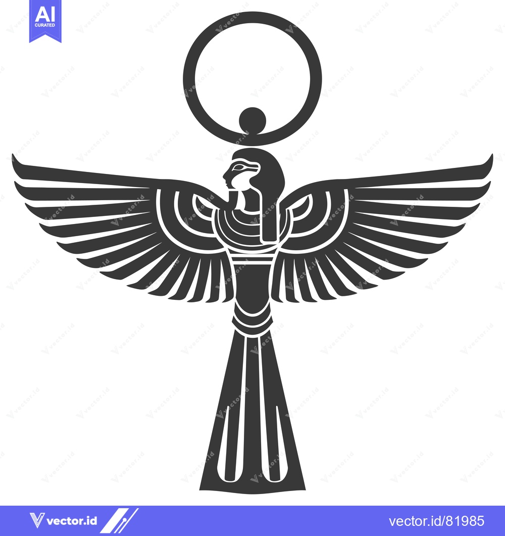 Premium Vector of Black and White Symbolic Representation of the Egyptian Goddess Isis