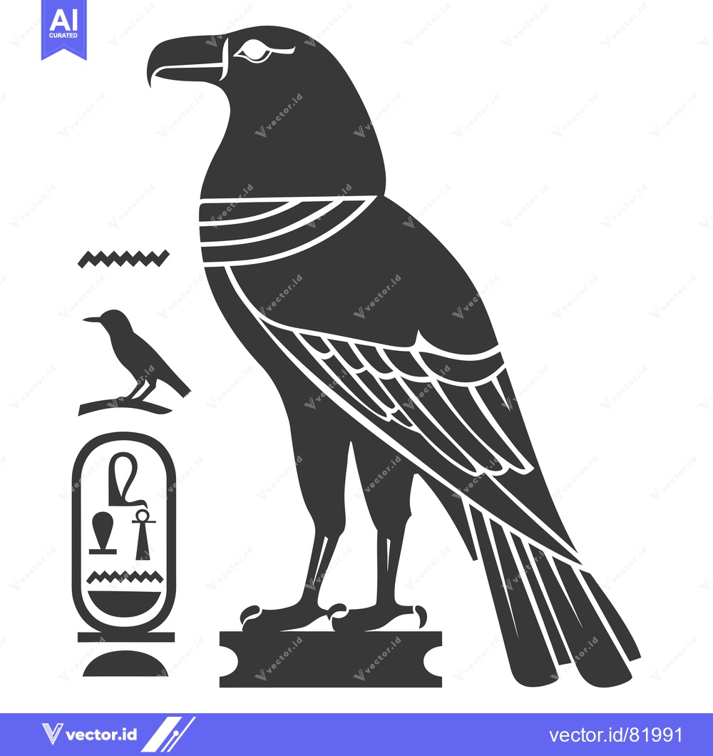 Premium Vector of Egyptian Hieroglyph of Horus, God of the Sky, with an Ankh and Eye of
