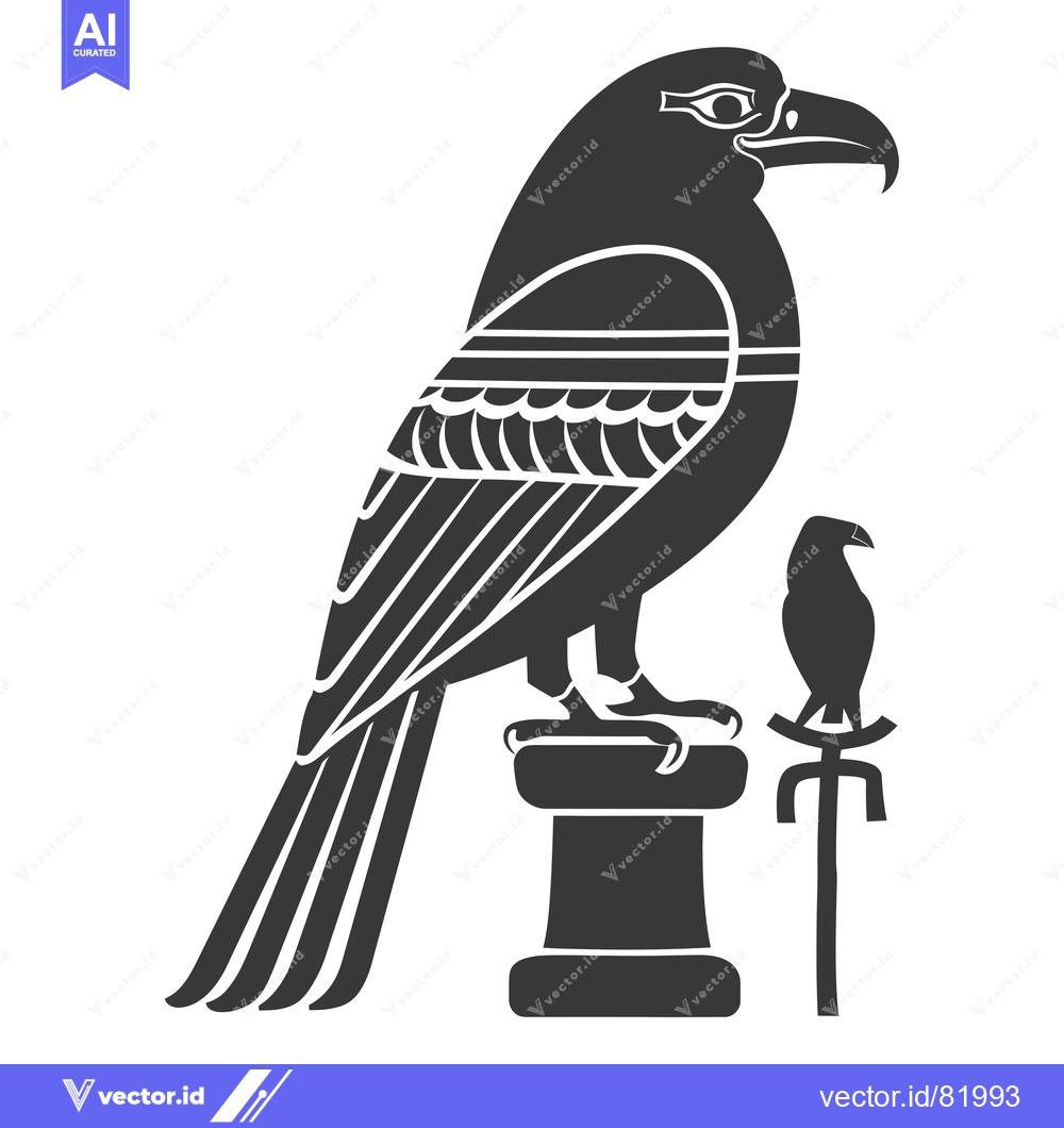 Premium Vector of Stylized Black and White Silhouette of a Bird with a Smaller Bird Perc